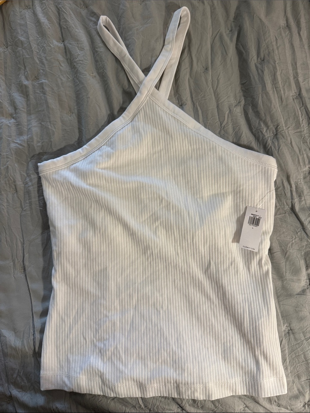Old Navy White Ribbed One-Shoulder Camisole